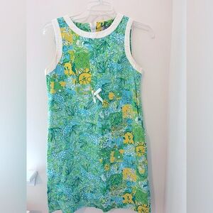 Lilly Pulitzer Green, Blue & Yellow Tropical Sleeveless Midi Dress